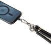 Black phone lanyard with focus on connector
